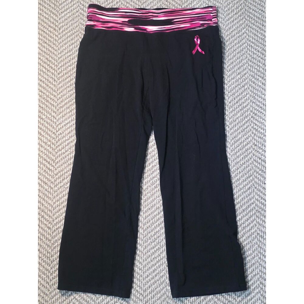 Livi Active Lane Bryant Size 18/20 Black Pink Breast Cancer Yoga Pants Med
